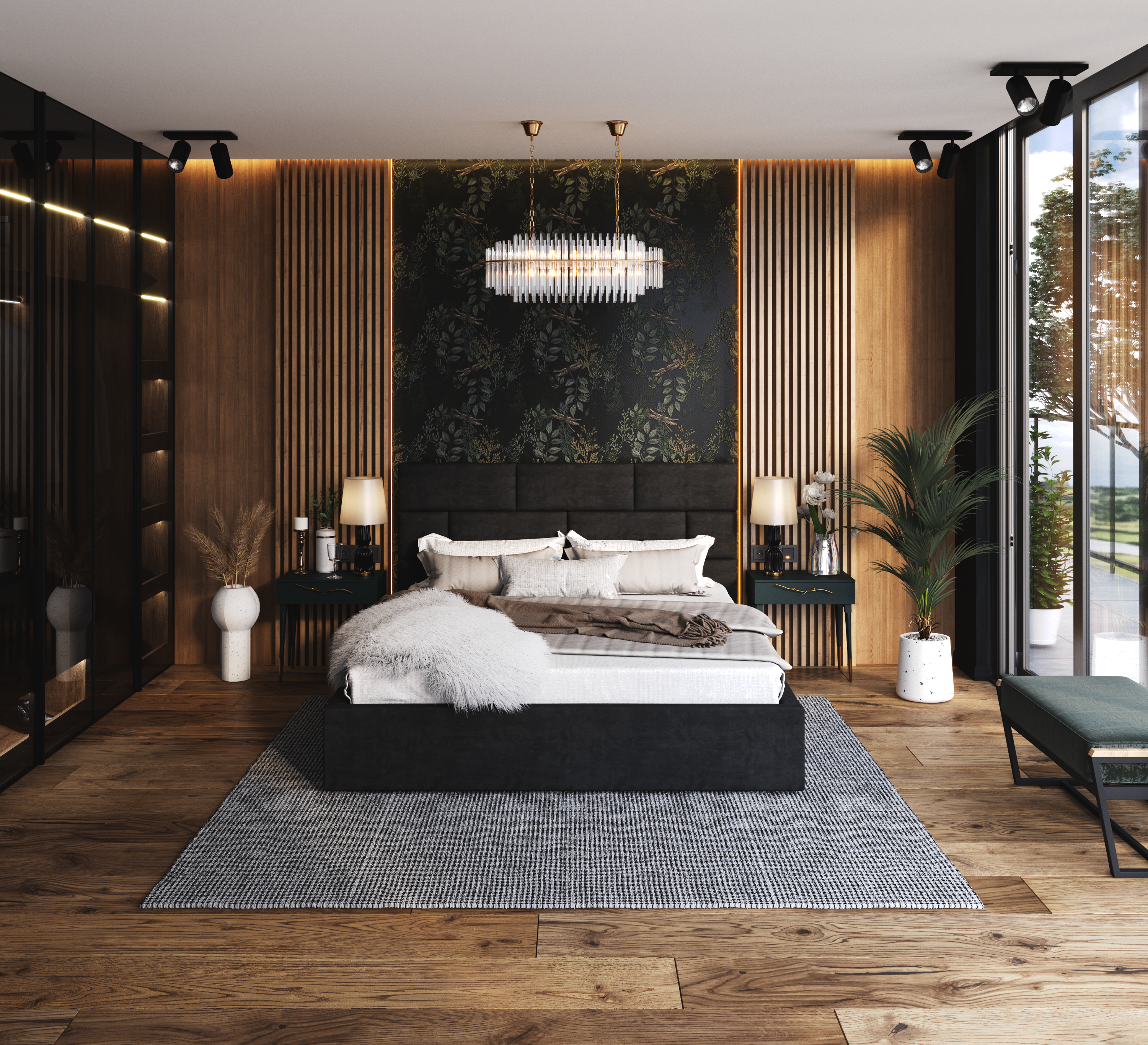 Čalouněná postel PASADENA 90x200 s kovovým roštem ČERNÁ