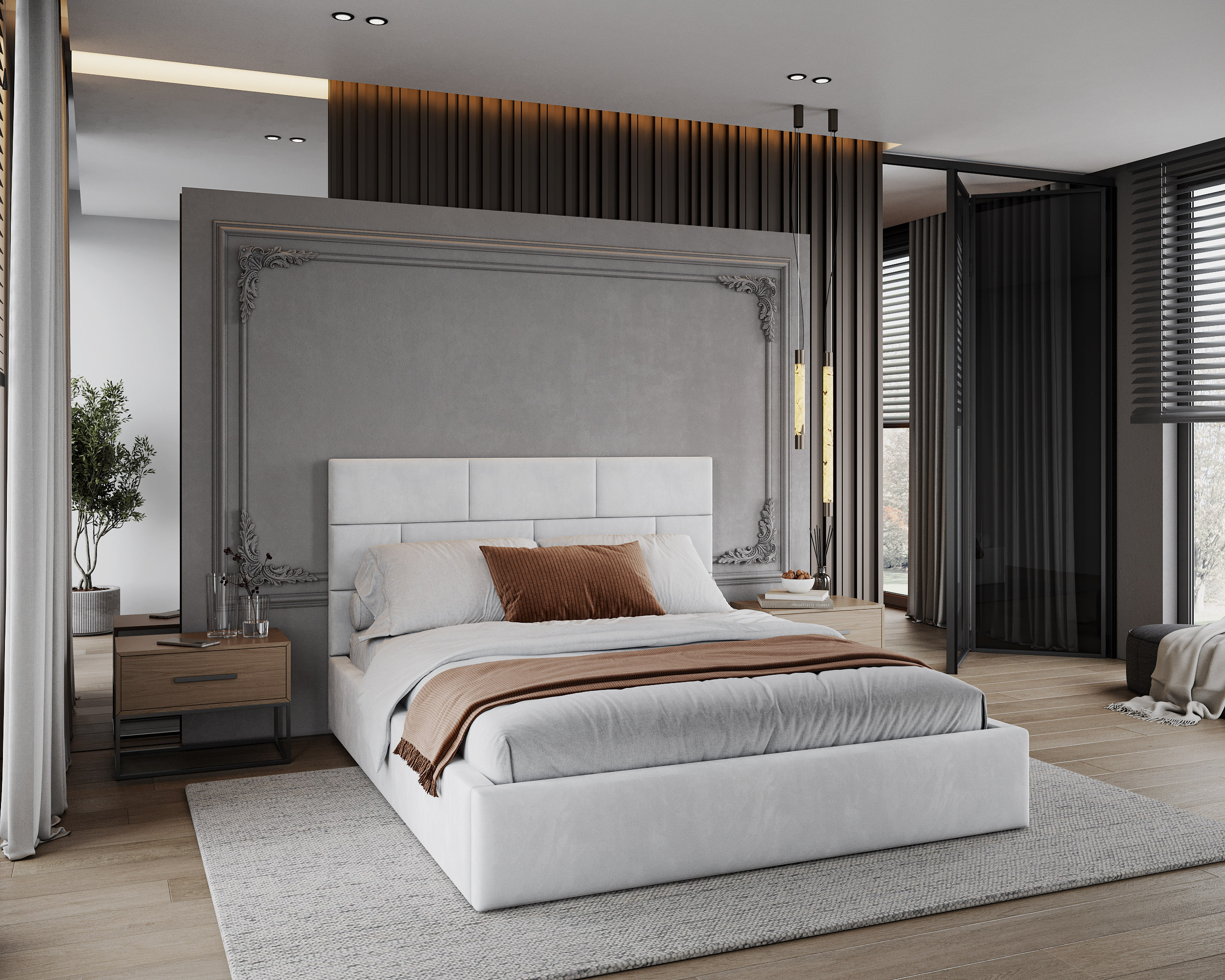 Čalouněná postel PASADENA PARIS 90x200 s kovovým roštem BÍLÁ