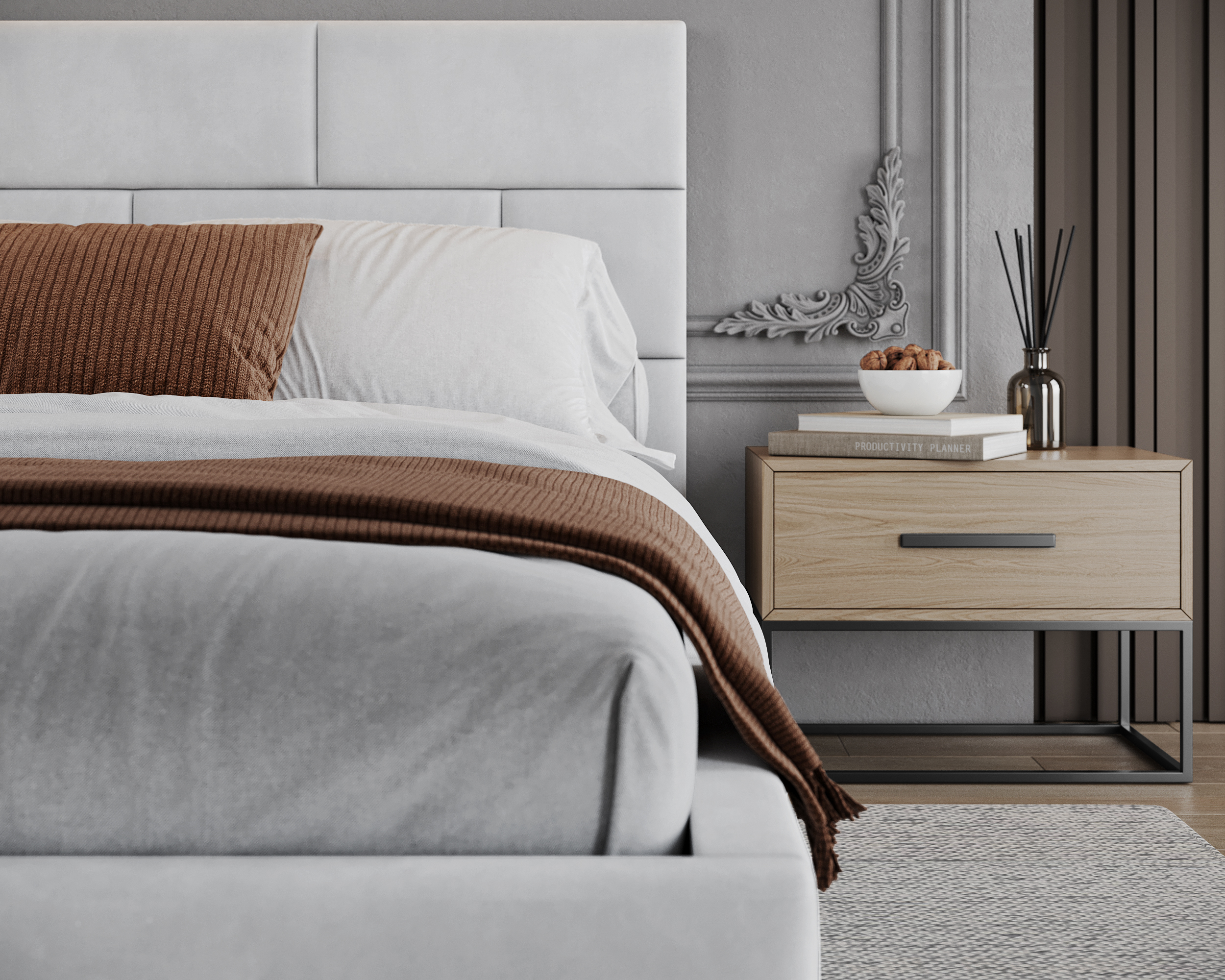 Čalouněná postel PASADENA PARIS 160x200 s kovovým roštem BÍLÁ