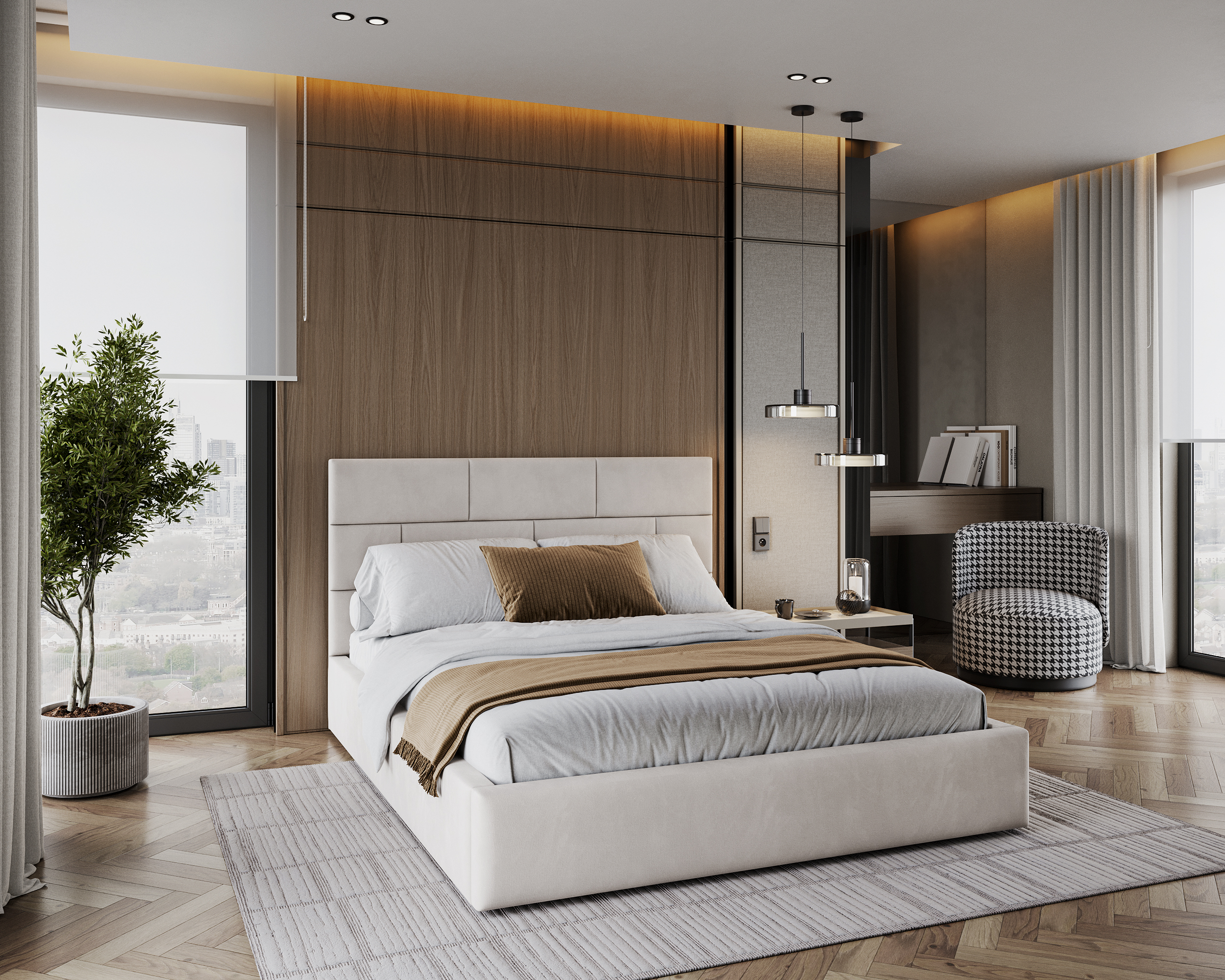 Čalouněná postel PASADENA PARIS 90x200 s kovovým roštem KRÉMOVÁ