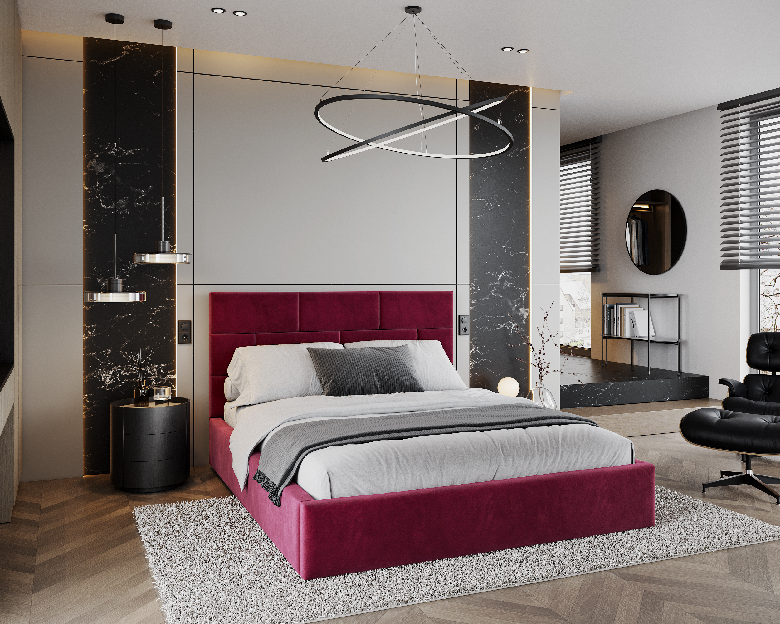 Čalouněná postel PASADENA PARIS 120x200 s kovovým roštem VÍNOVÁ