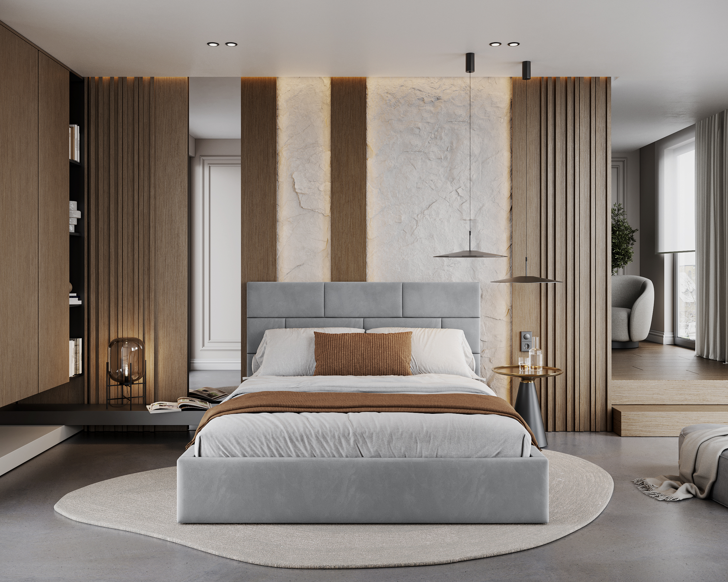 Čalouněná postel PASADENA PARIS 180x200 s kovovým roštem OCELOVÁ ŠEDÁ