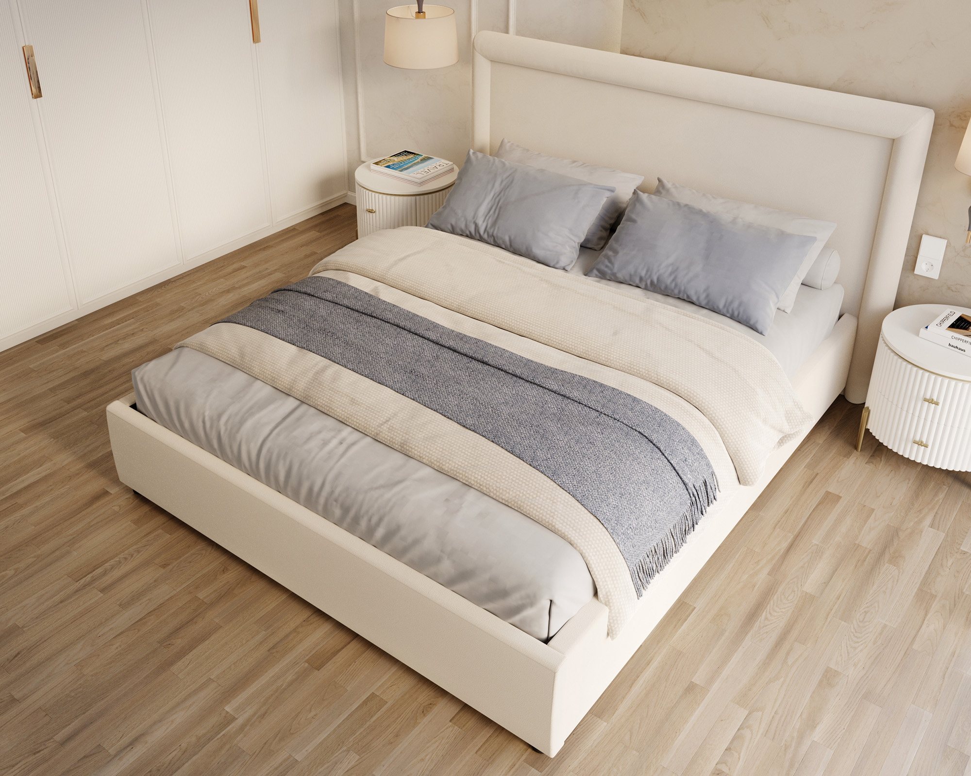 Čalouněná postel NOBILE 140x200 Krémová Paris s úložným prostorem kovový rošt