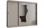 Šatní skřín s posuvnými dveřmi a zrcadlem ULTRA 250cm kašmírová