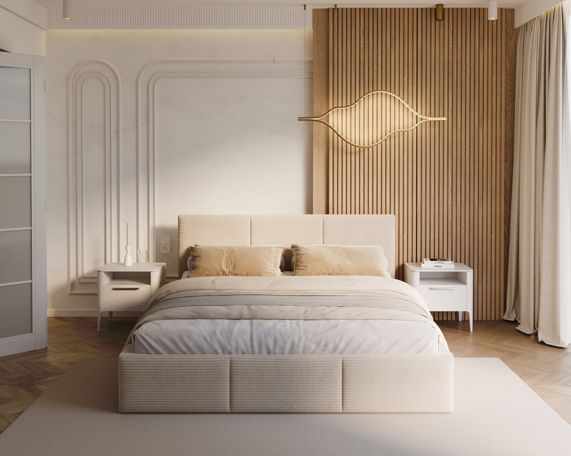 Čalouněná postel FRESIA 160x200 s kovovým zdvižným roštem KRÉM SZTRUKS