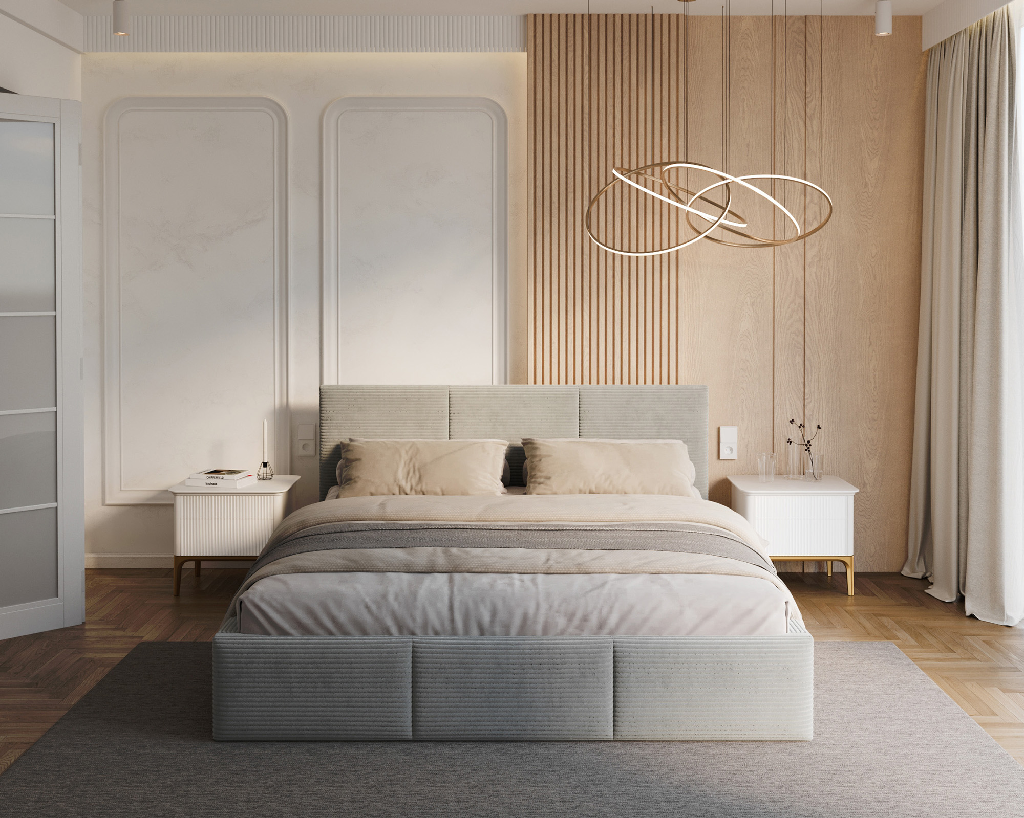 Čalouněná postel FRESIA 120x200 s kovovým zdvižným roštem ŠEDÁ SZTRUKS