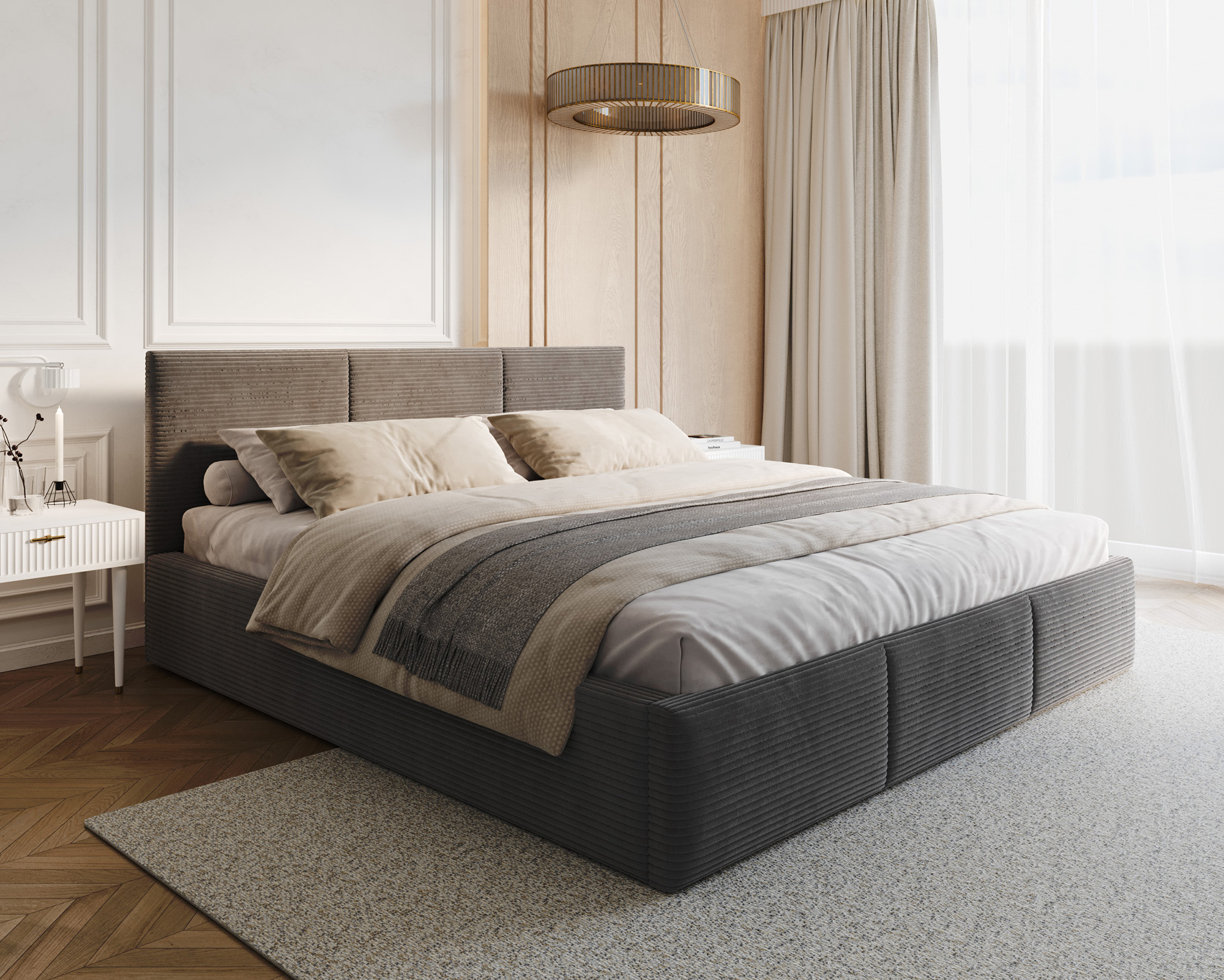 Čalouněná postel FRESIA 90x200 s kovovým zdvižným roštem GRAFIT SZTRUKS