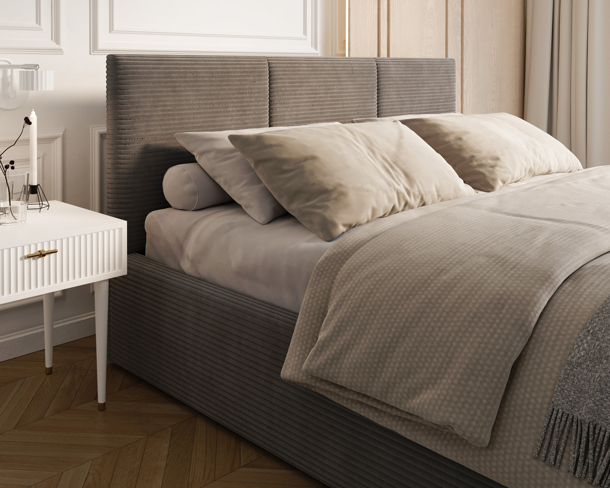 Čalouněná postel FRESIA 160x200 s kovovým zdvižným roštem GRAFIT SZTRUKS