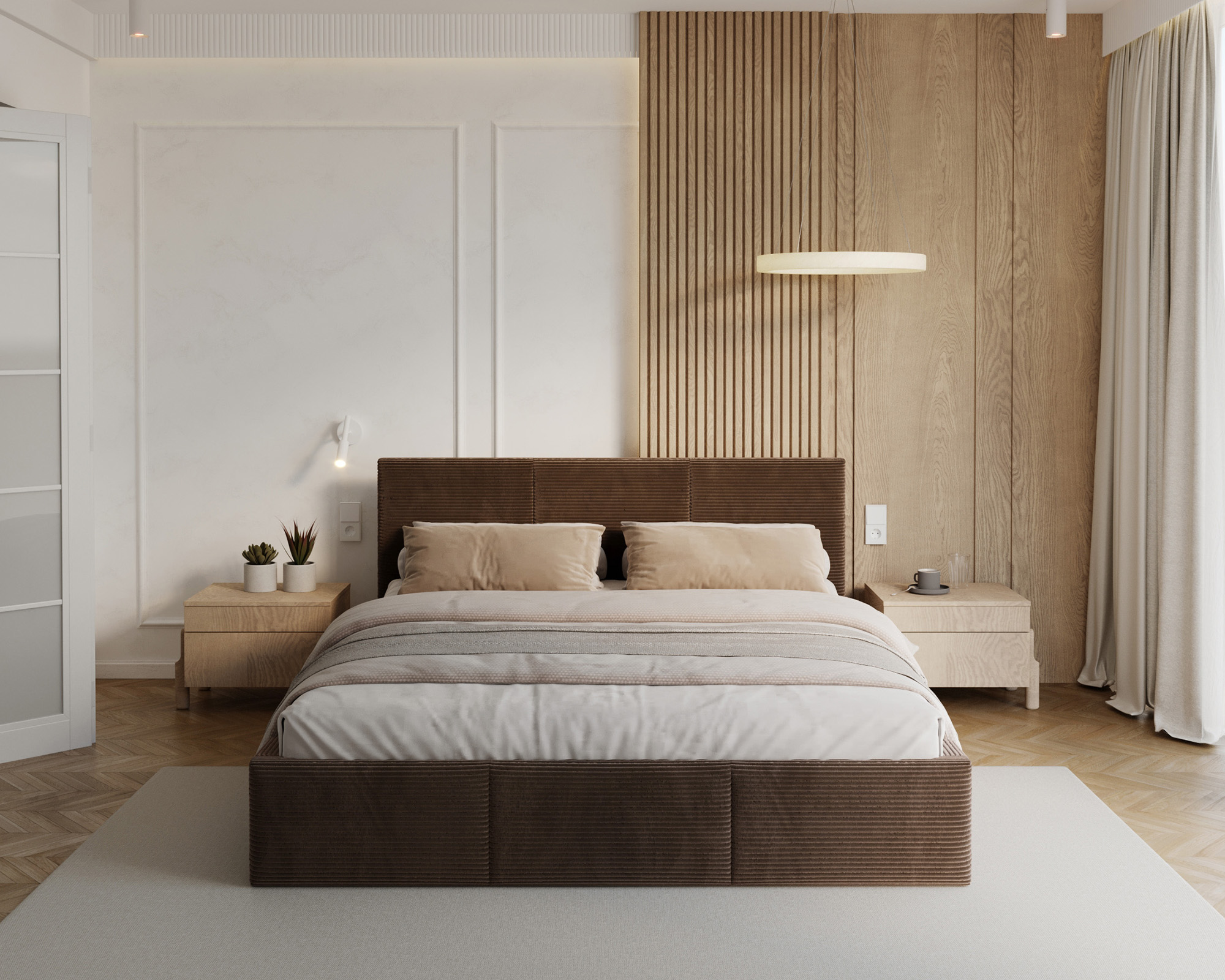 Čalouněná postel FRESIA 140x200 s kovovým zdvižným roštem HNĚDÁ SZTRUKS