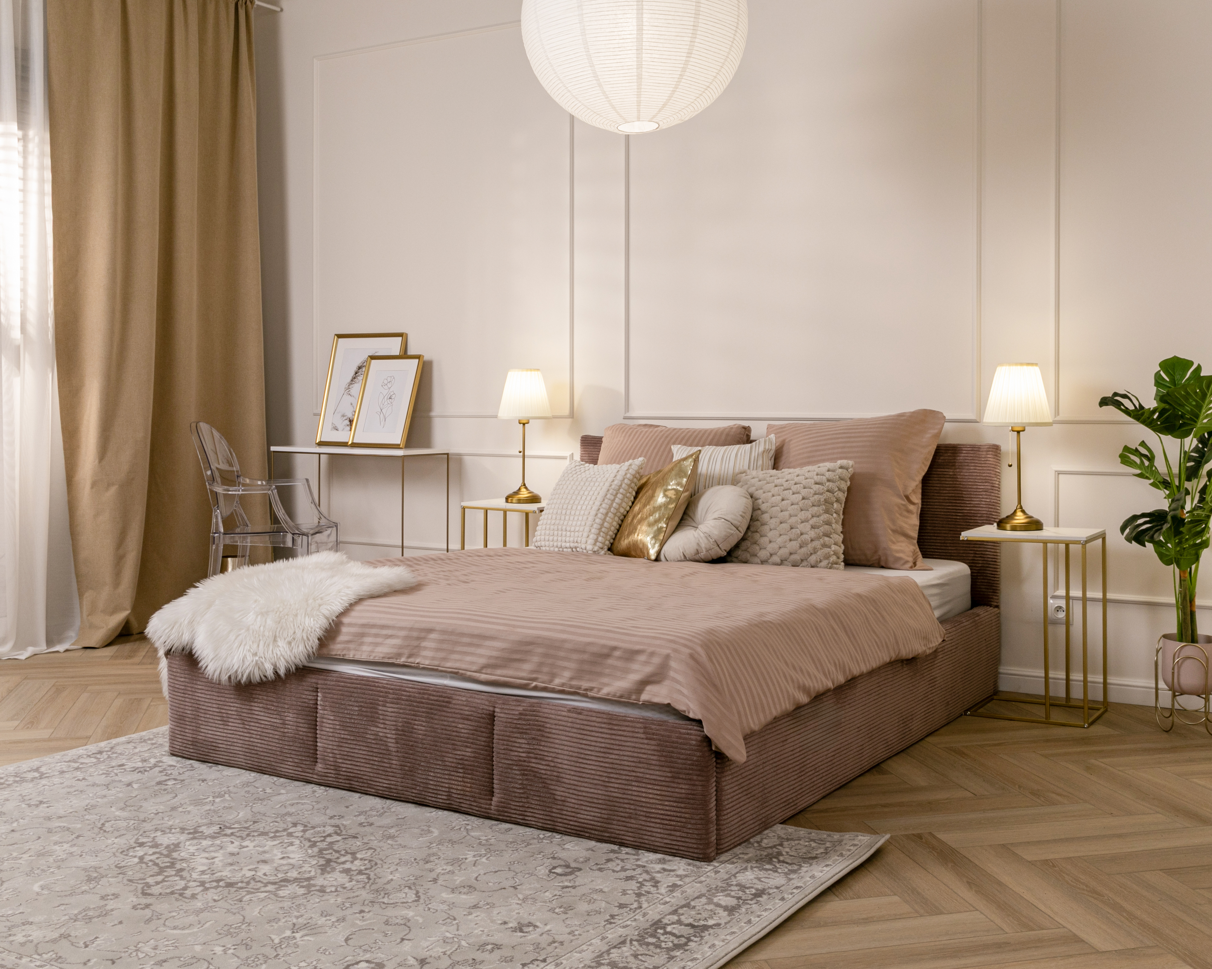 Čalouněná postel FRESIA 120x200 s kovovým zdvižným roštem RŮŽOVÁ SZTRUKS