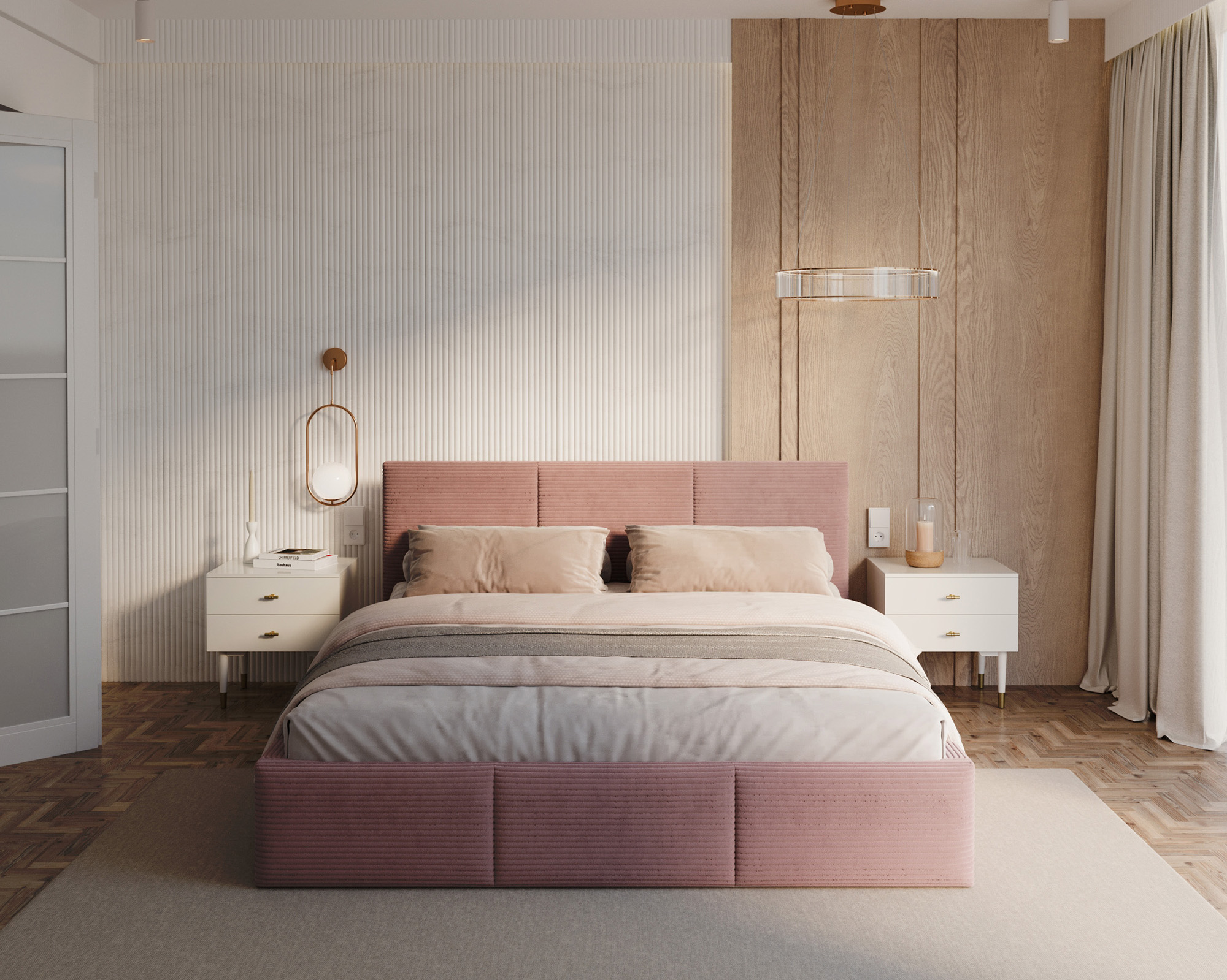 Čalouněná postel FRESIA 140x200 s kovovým zdvižným roštem RŮŽOVÁ SZTRUKS