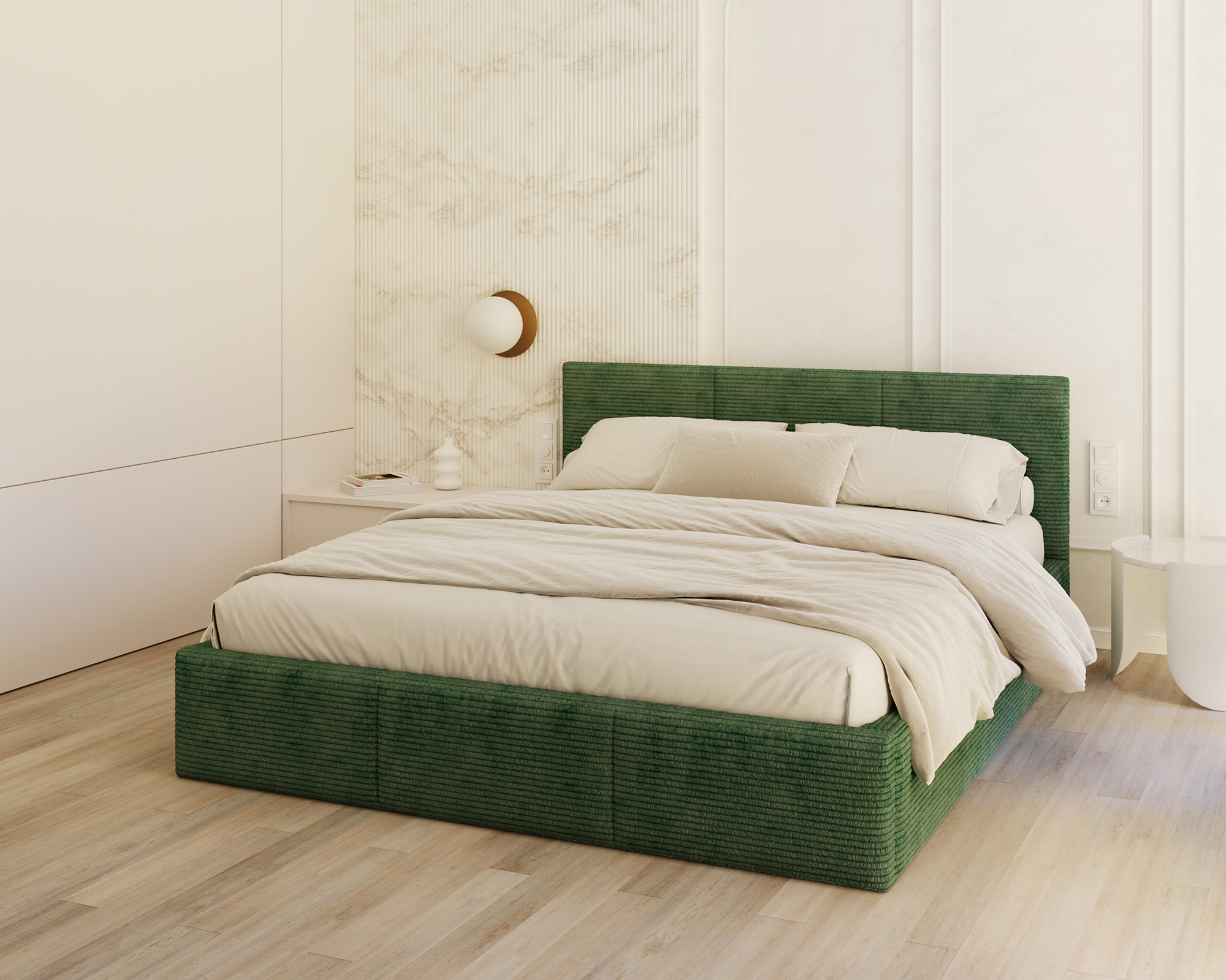 Čalouněná postel FRESIA 90x200 s kovovým zdvižným roštem ZELENÁ SZTRUKS