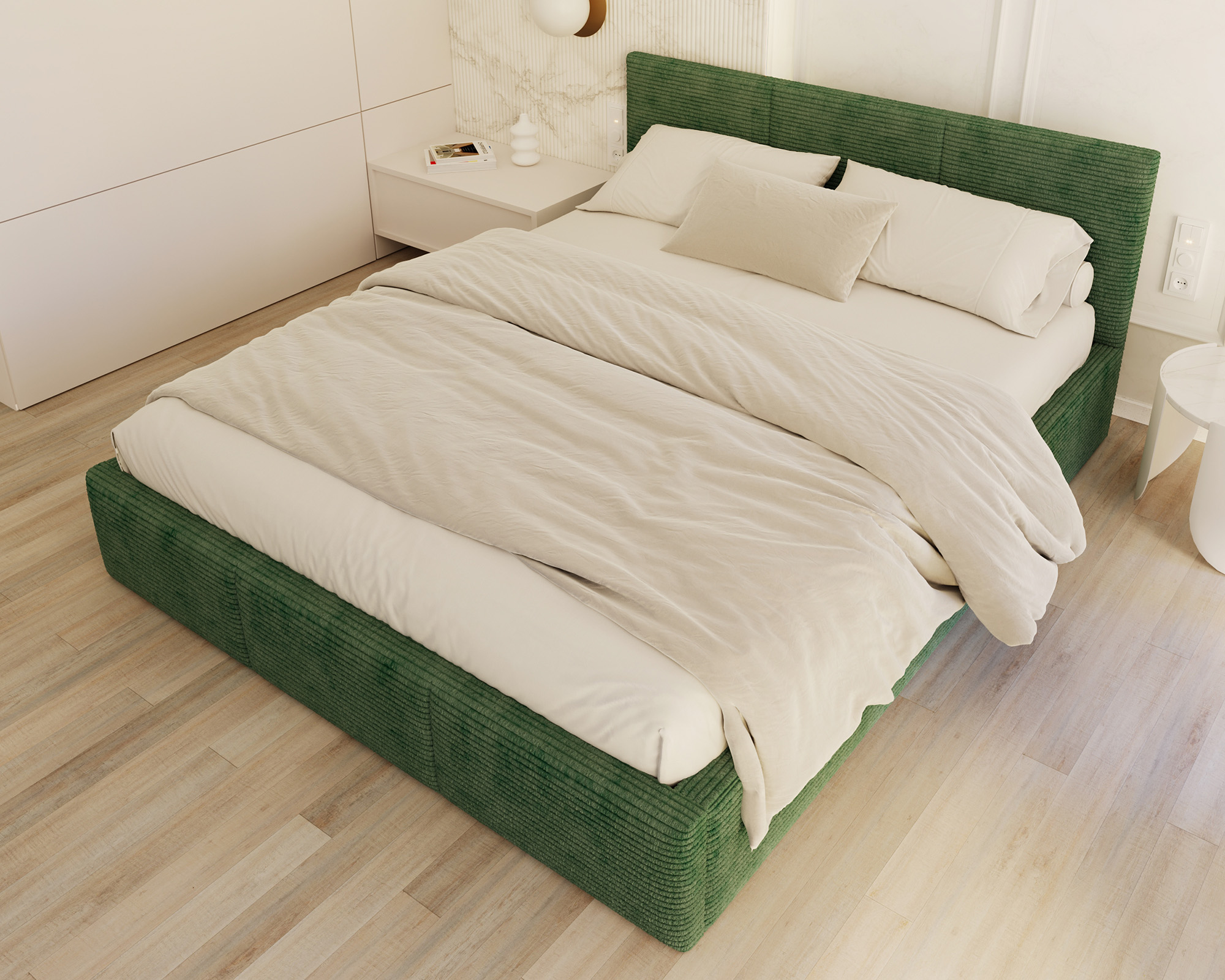 Čalouněná postel FRESIA 180x200 s kovovým zdvižným roštem ZELENÁ SZTRUKS