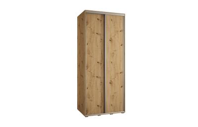 Šatní skříň s posuvnými dveřmi DAVOS 100cm | DUB Artisan / stříbrné pojezdy