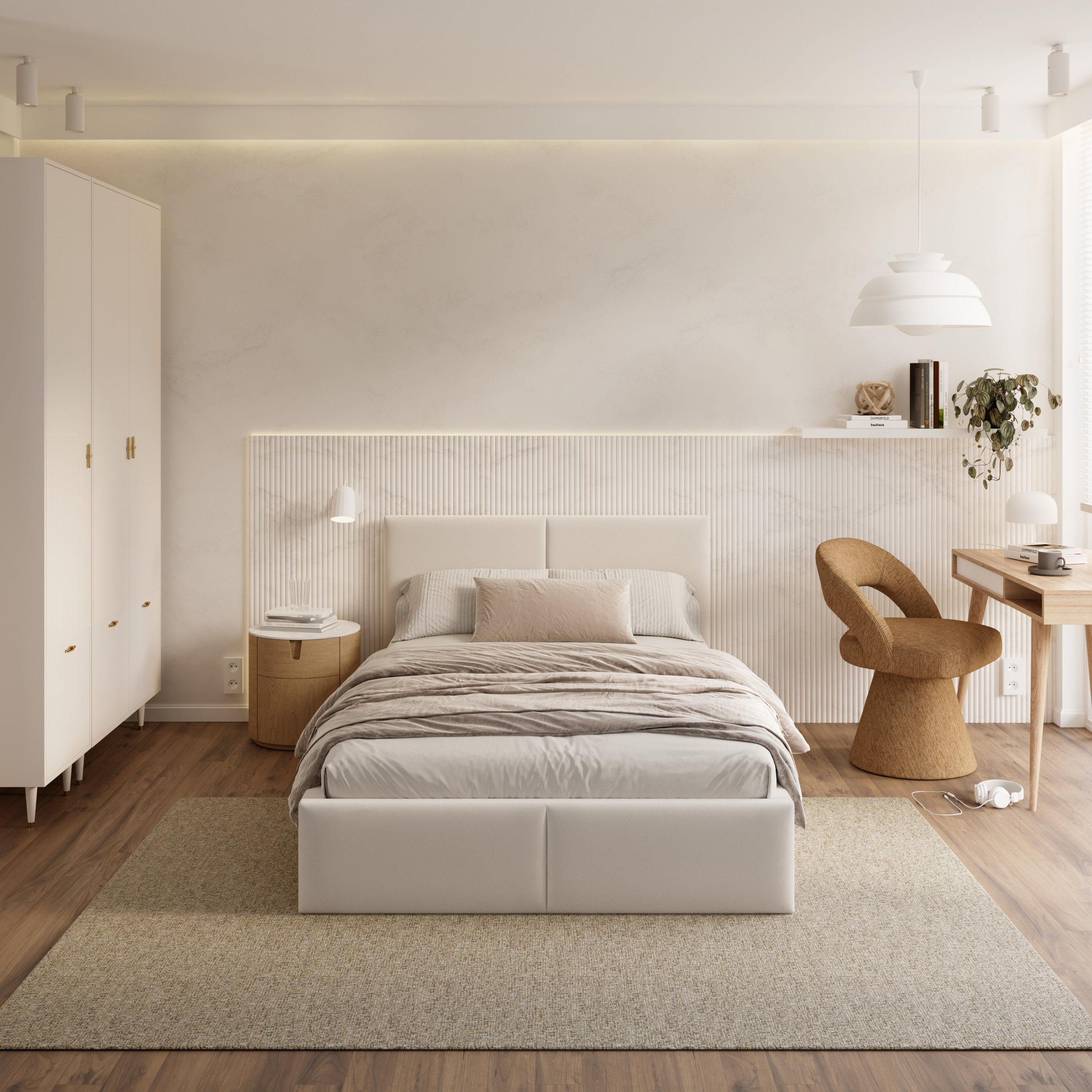 Čalouněná postel AMBER 90x200 Bílá Trinity s úložným prostorem dřevěný rošt