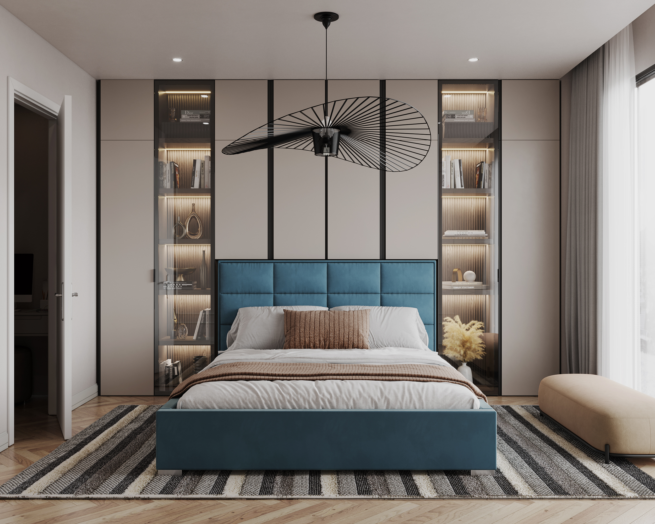 Čalouněná postel APOLLO 160x200 Modrá Paris s úložným prostorem kovový rošt