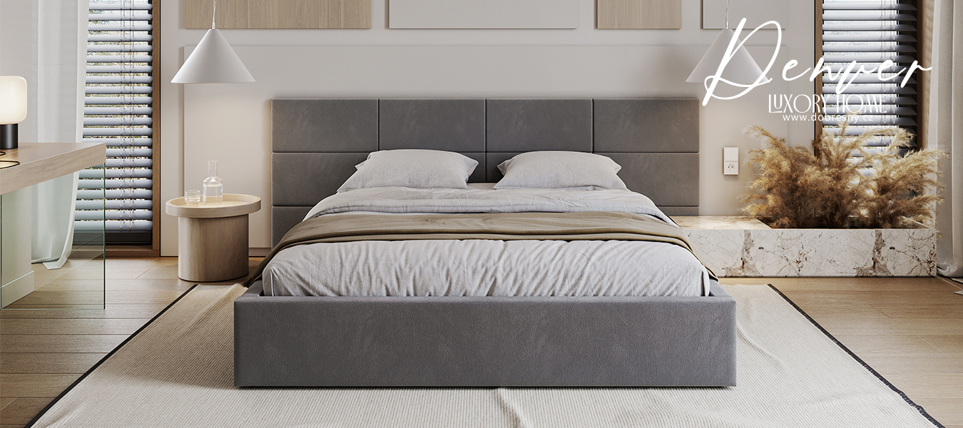 Čalouněná postel DENVER 90x200 s kovovým zdvižným roštem PARIS TMAVĚ ŠEDÁ