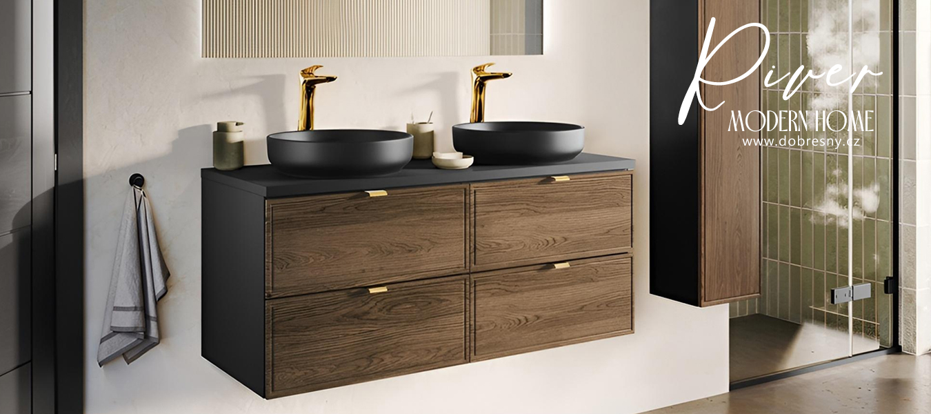 Keramické umyvadlo RIVER 1 na desku, 40 cm, černá-matná