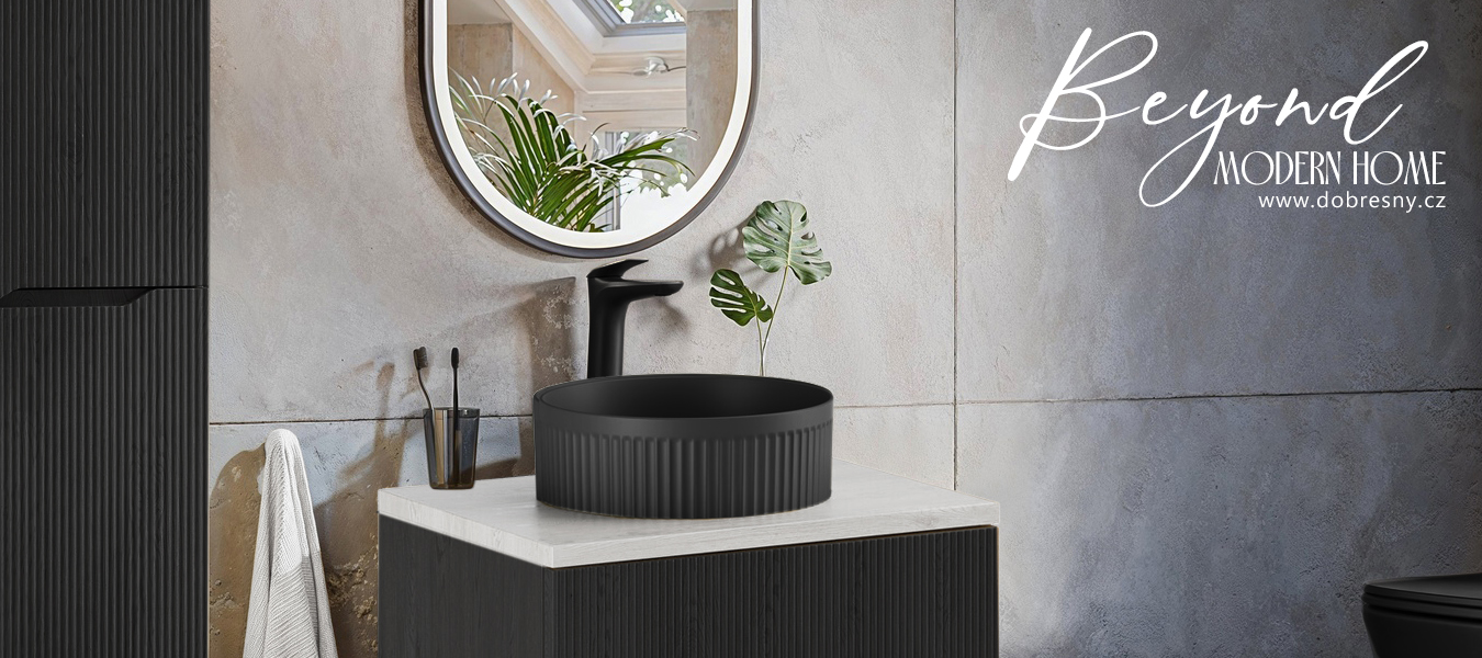 Keramické umyvadlo BEYOND 2 na desku, 36 cm, černý matný povrch