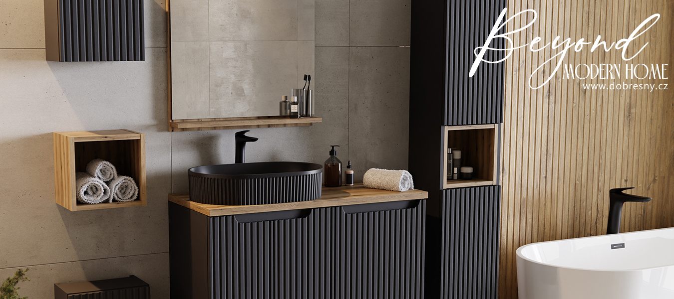 Keramické umyvadlo BEYOND 3 na desku, 56 cm, černý matný povrch