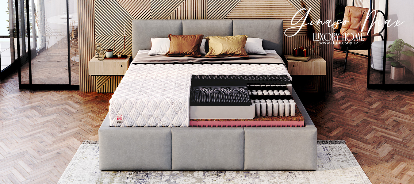 Taštičková matrace GINASO MAX SILVERCARE 120x200cm s KOKOSEM 28 cm