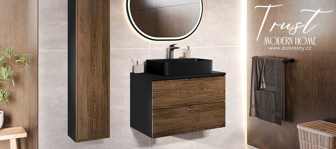 Keramické umyvadlo TRUST na desku, 55 cm, černý matný povrch