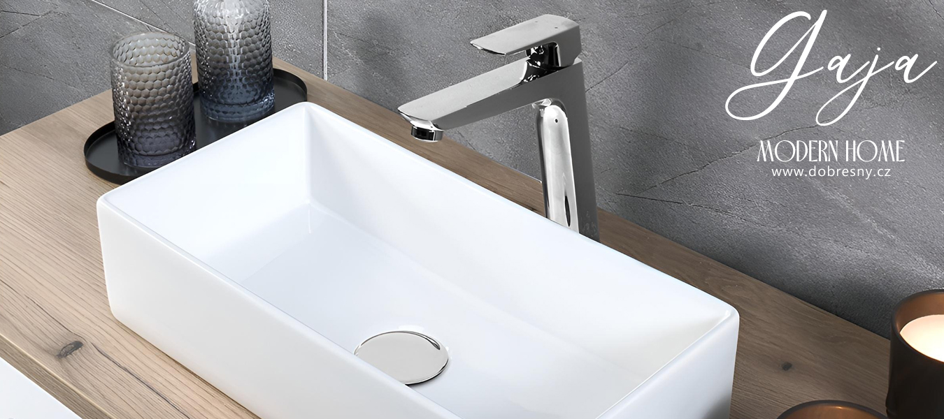 Keramické umyvadlo GAJA na desku, 45 cm, bílý lesklý povrch