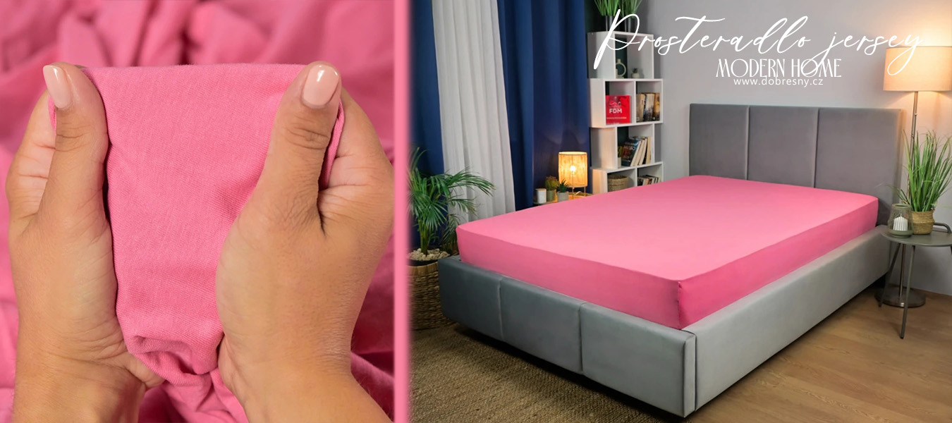 Prostěradlo JERSEY s gumou 80x200 cm RŮŽOVÁ 100% bavlna