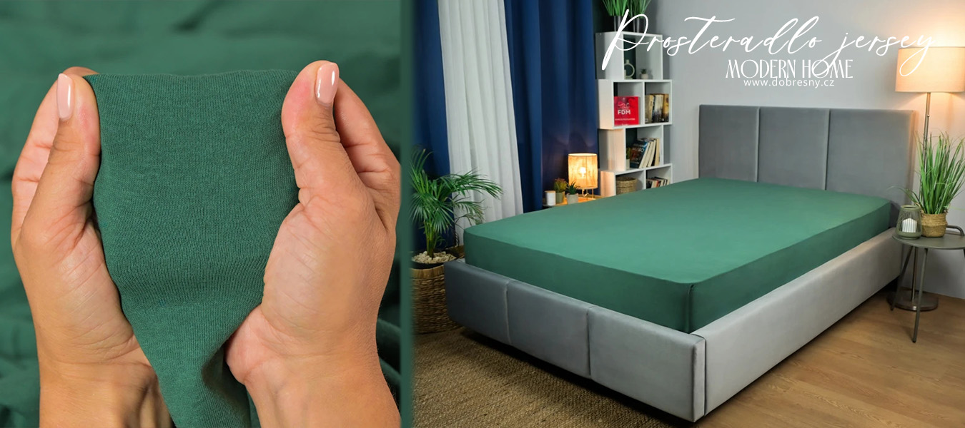 Prostěradlo JERSEY s gumou 200x220 cm ZELENÁ 100% bavlna