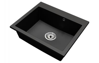 Granitový dřez ELITE černý + sifon chrom 60 x 50 x 21cm