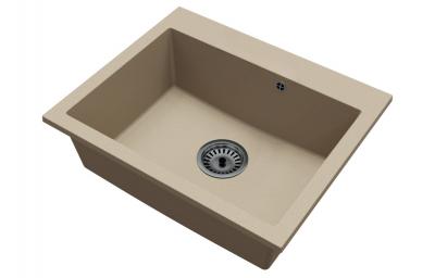 Granitový dřez ELITE béžový + černý sifon 60 x 50 x 21cm