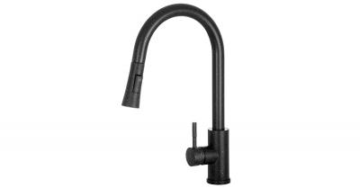 Kuchyňská baterie se sprchou TARU SLIM černá s texturou žuly