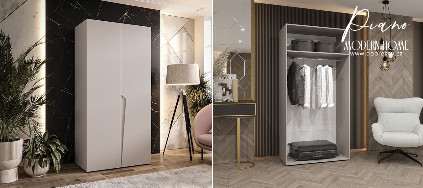 Šatní skříň PIANO 1, 100x52x202 cm | Kašmírová / kašmírové úchyty