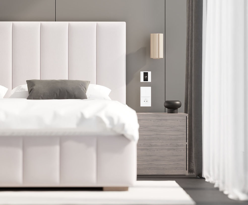 Čalouněná postel AUSTIN 90x200cm Bílá Paris s úložným prostorem kovový rošt