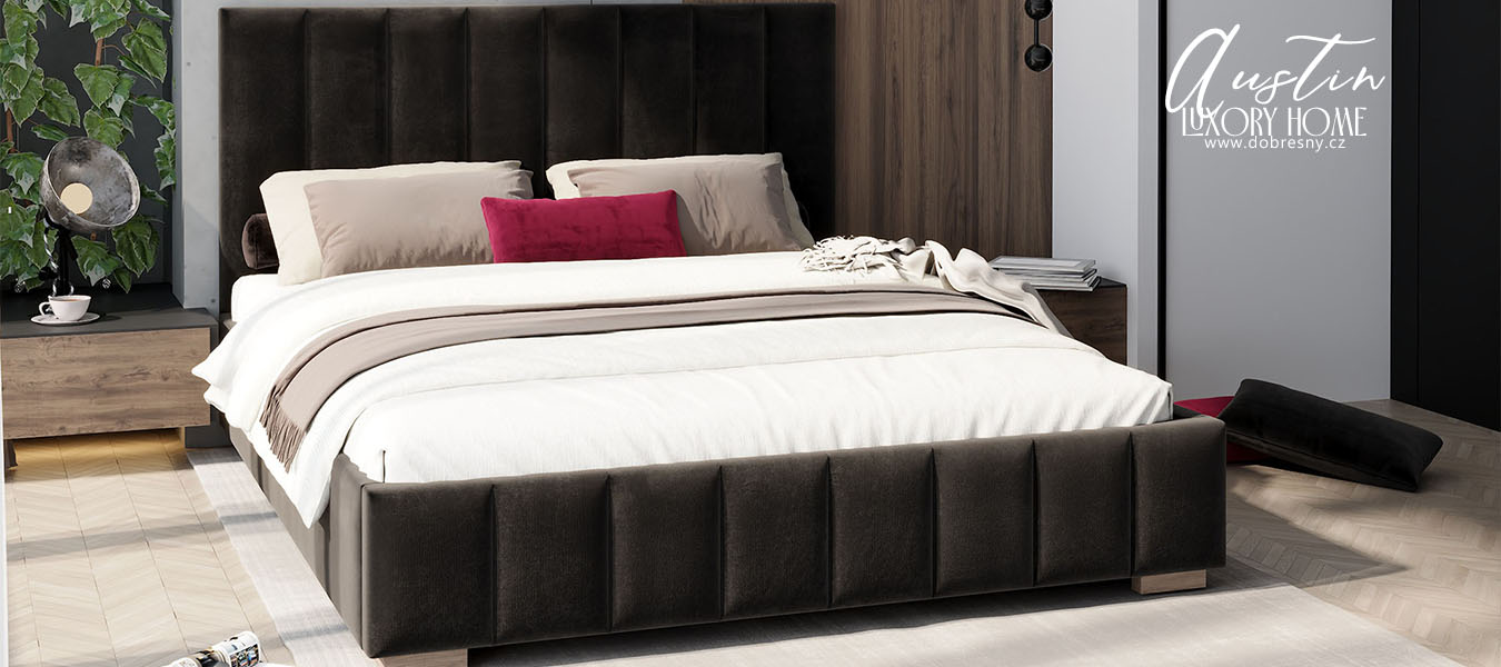 Čalouněná postel AUSTIN 90x200cm Černá Paris s úložným prostorem kovový rošt