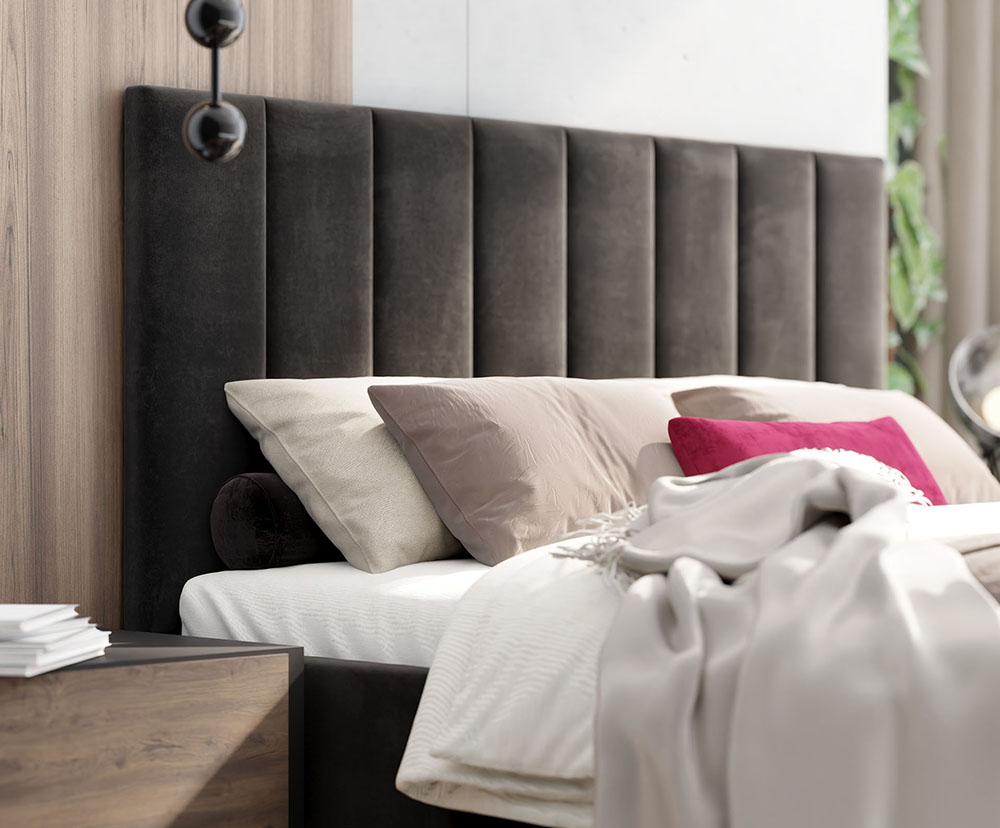 Čalouněná postel AUSTIN 120x200cm Černá Paris s úložným prostorem kovový rošt