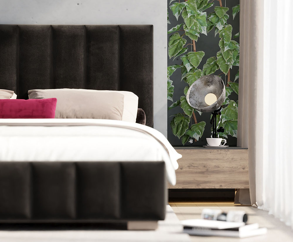 Čalouněná postel AUSTIN 180x200cm Černá Paris s úložným prostorem kovový rošt