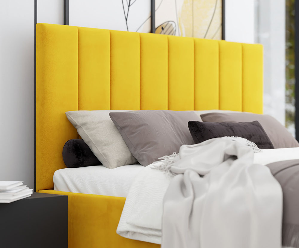 Čalouněná postel AUSTIN 120x200cm Žlutá Paris s úložným prostorem kovový rošt