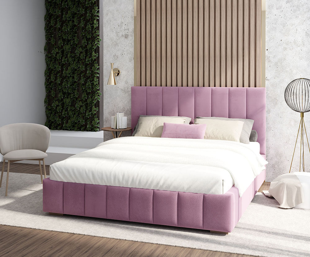 Čalouněná postel AUSTIN 140x200cm Fialová Paris s úložným prostorem kovový rošt