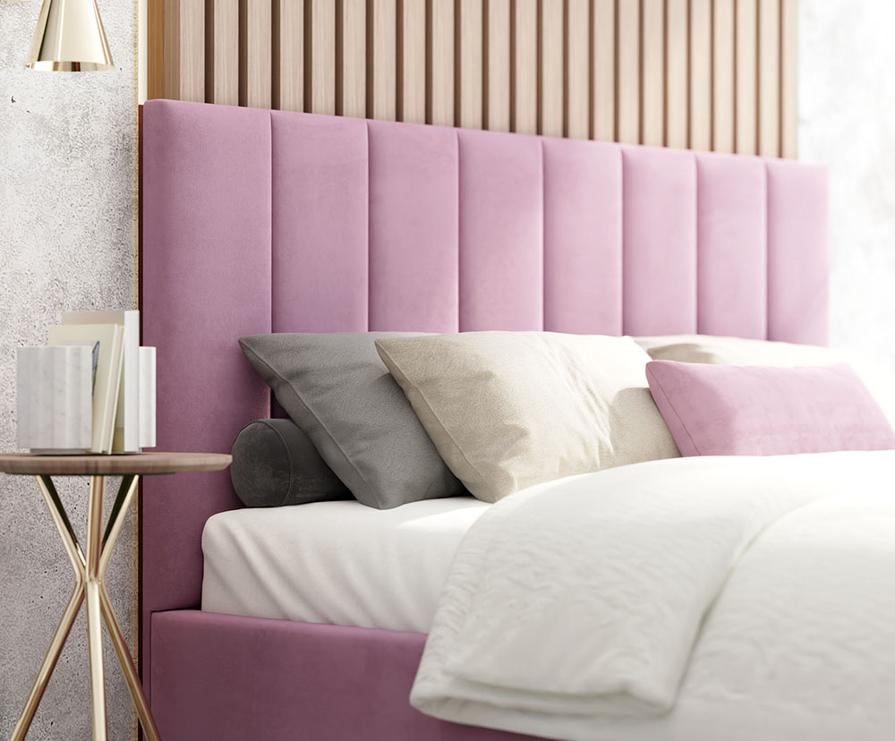 Čalouněná postel AUSTIN 160x200cm Fialová Paris s úložným prostorem kovový rošt