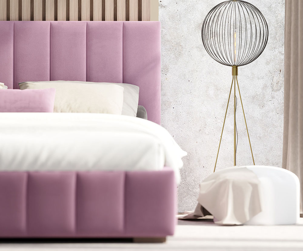 Čalouněná postel AUSTIN 180x200cm Fialová Paris s úložným prostorem kovový rošt