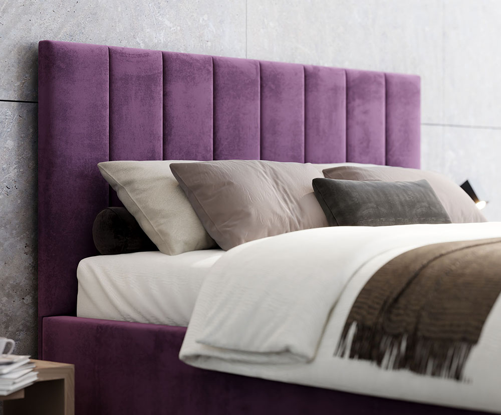Čalouněná postel AUSTIN 90x200cm Tmavě fialová Paris s úložným prostorem kovový rošt