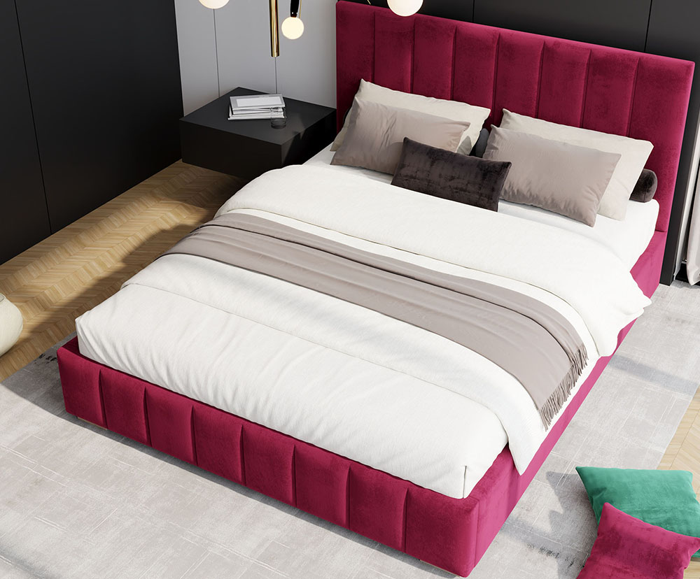 Čalouněná postel AUSTIN 180x200cm Vínová Paris s úložným prostorem kovový rošt