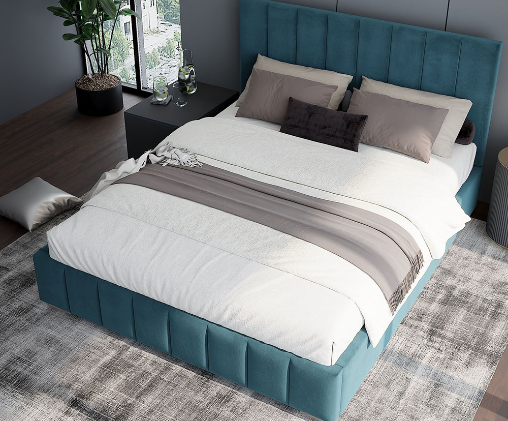 Čalouněná postel AUSTIN 140x200cm Modrá Paris s úložným prostorem kovový rošt