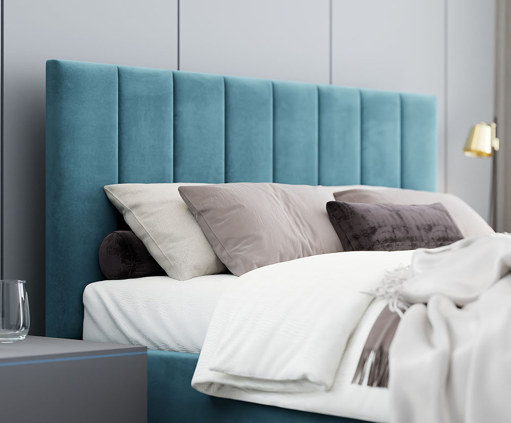 Čalouněná postel AUSTIN 140x200cm Modrá Paris s úložným prostorem kovový rošt