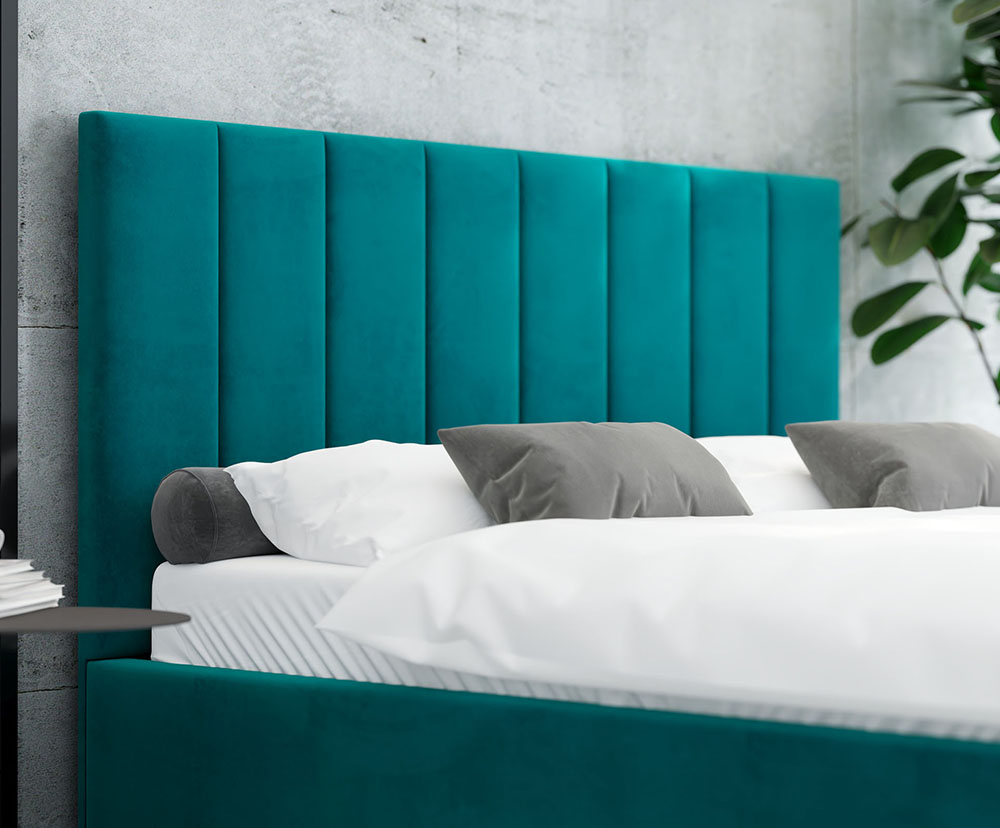 Čalouněná postel AUSTIN 120x200cm Tyrkysová Paris s úložným prostorem kovový rošt