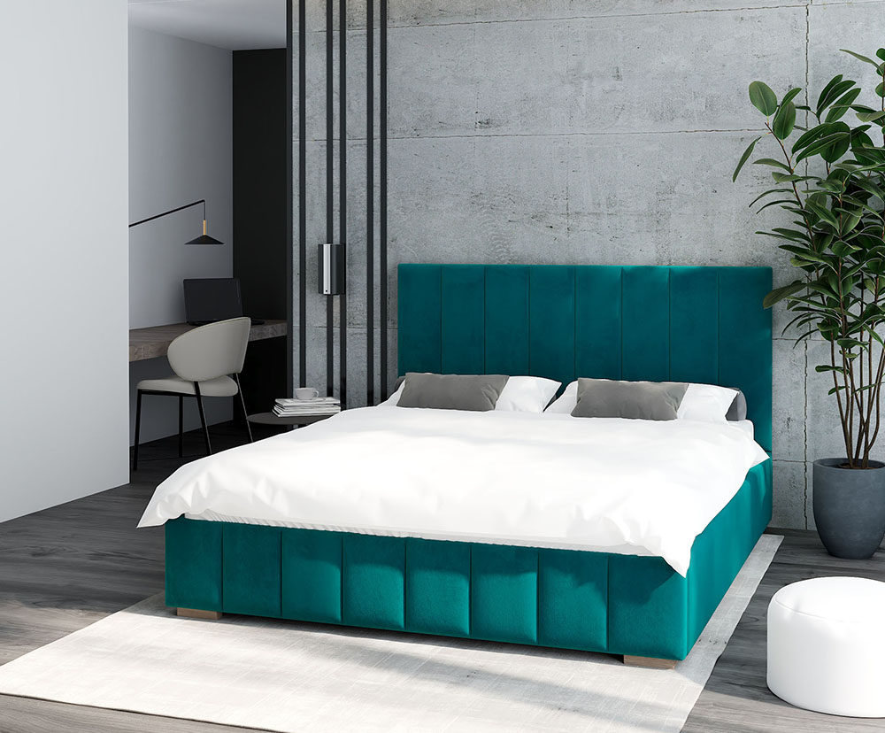 Čalouněná postel AUSTIN 140x200cm Tyrkysová Paris s úložným prostorem kovový rošt