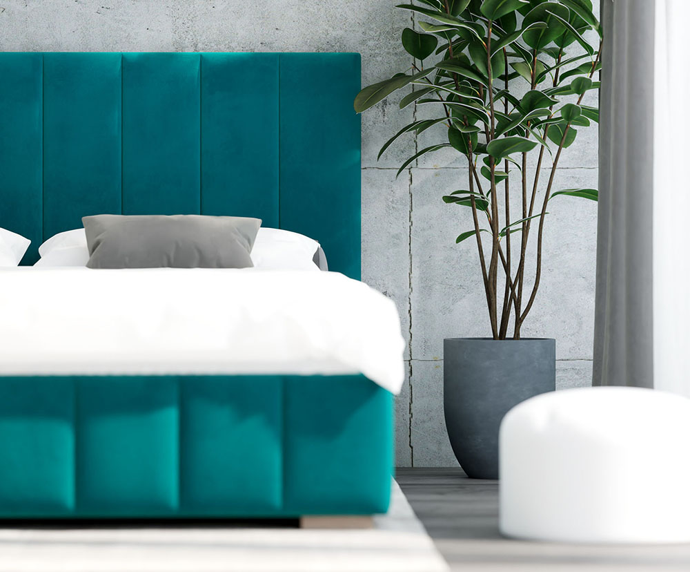 Čalouněná postel AUSTIN 140x200cm Tyrkysová Paris s úložným prostorem kovový rošt