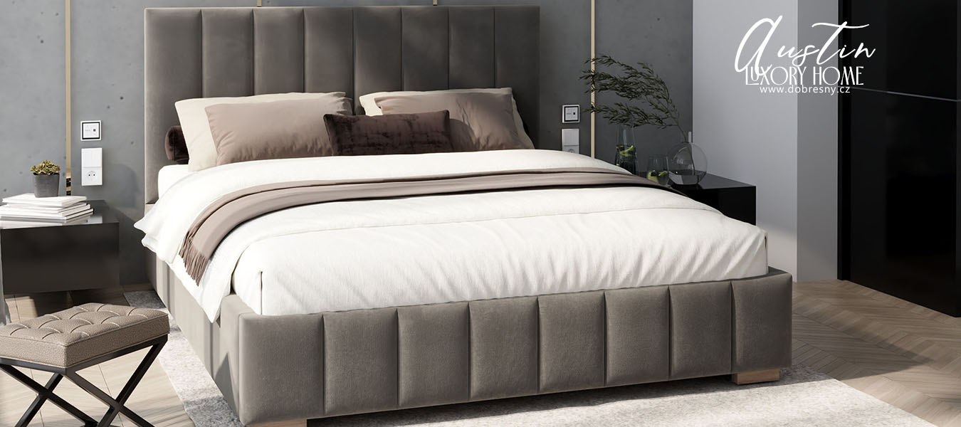 Čalouněná postel AUSTIN 90x200cm Tmavě šedá Paris s úložným prostorem kovový rošt