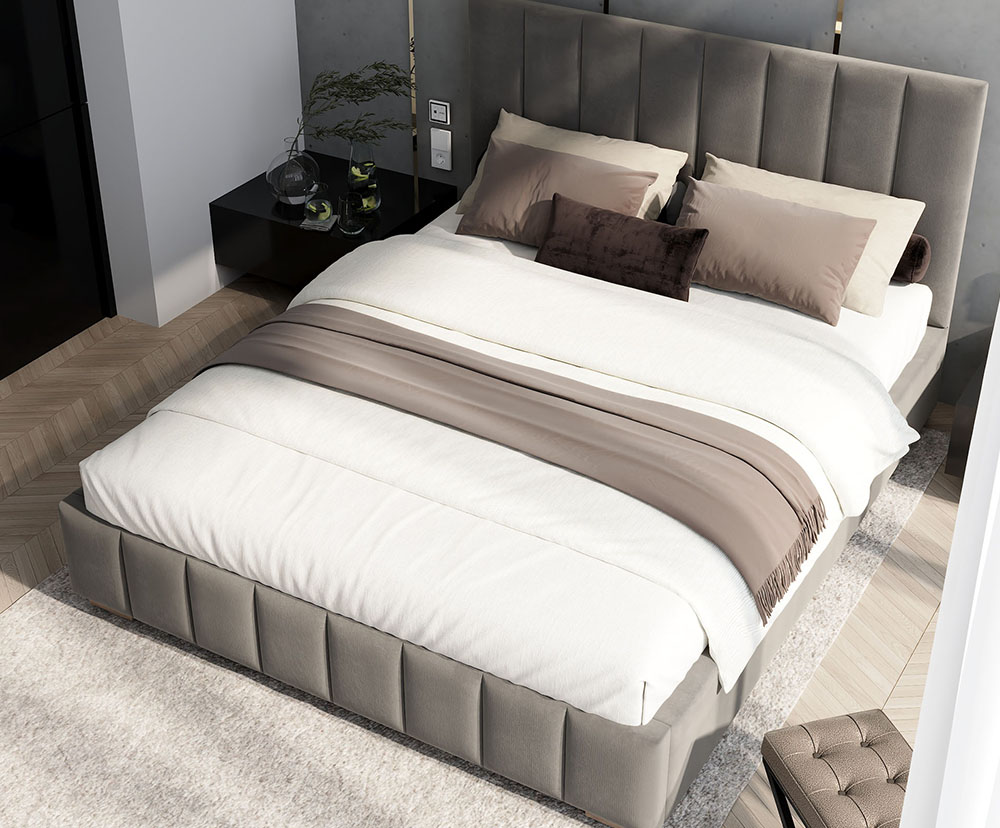 Čalouněná postel AUSTIN 90x200cm Tmavě šedá Paris s úložným prostorem kovový rošt